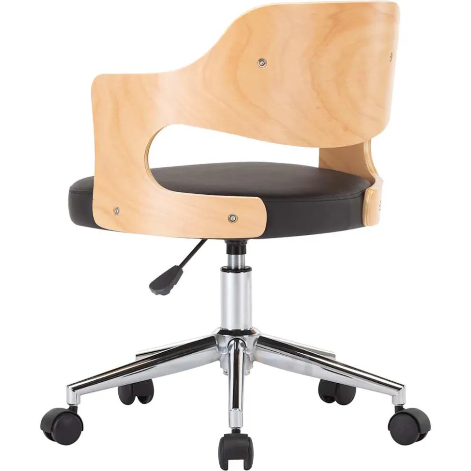 vidaXL Eetkamerstoelen draaibaar 2 st gebogen hout en kunstleer zwart, foto 4