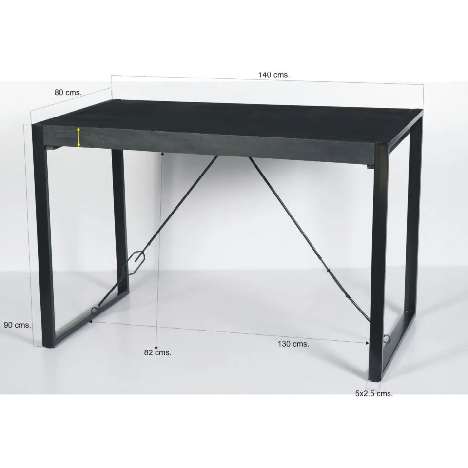 Livingfurn Bartafel 'Norris' Mangohout en staal, 140 x 80cm, foto 3