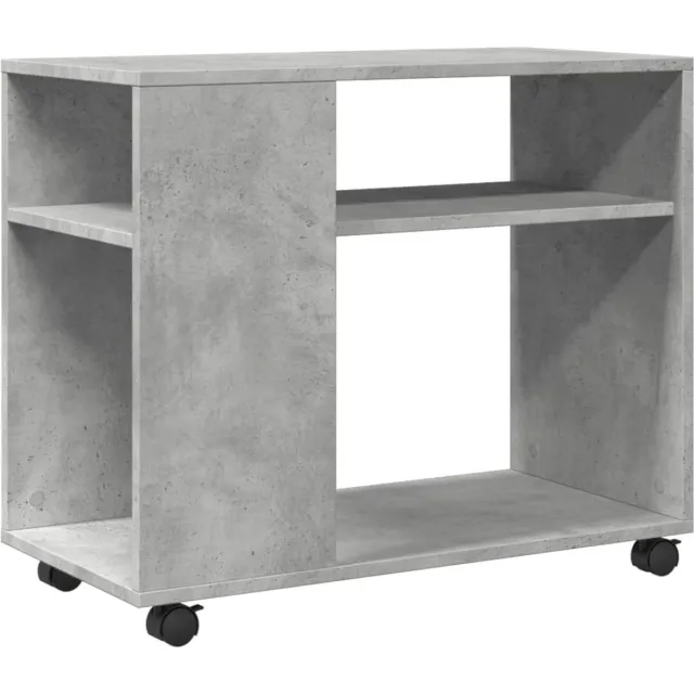 vidaXL Bijzettafel - met - wielen - 70x35x60 - cm - bewerkt - hout - betongrijs