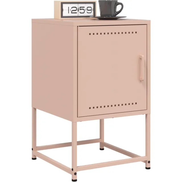 vidaXL Nachtkastjes 2 st 36x39x60,5 cm staal roze