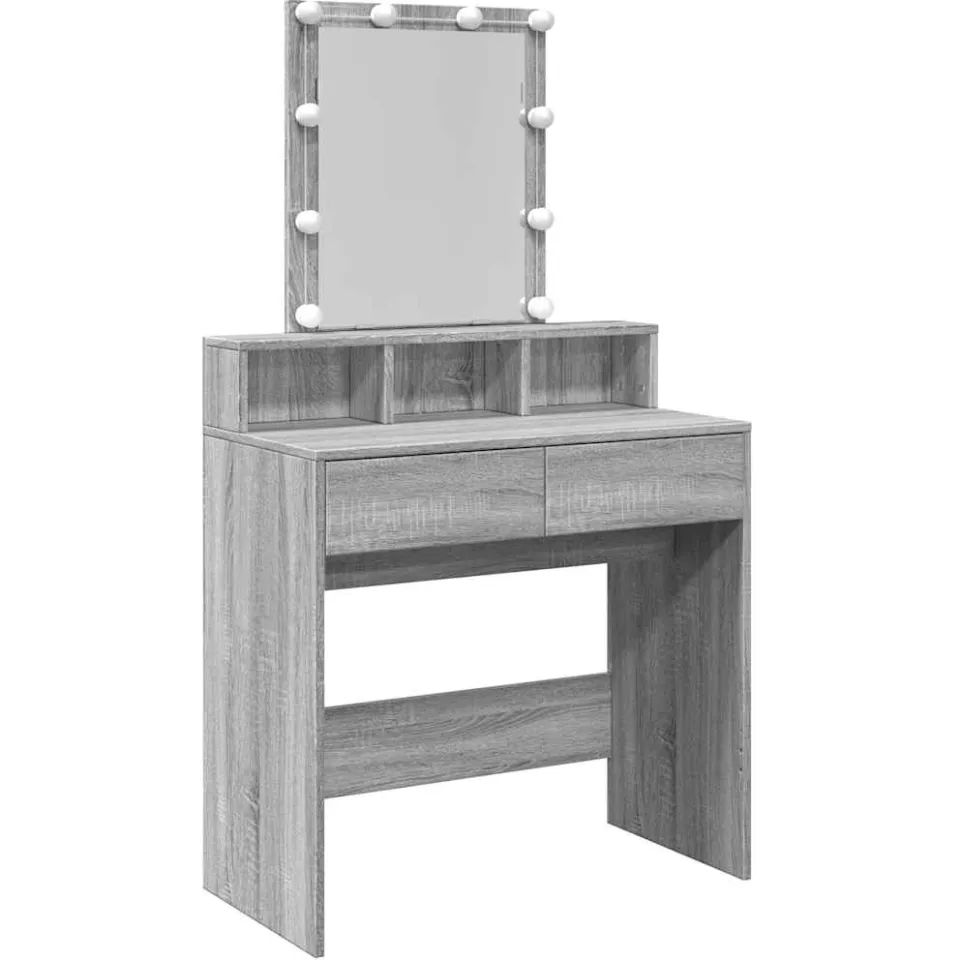 vidaXL Kaptafel met LED 80x41x144,5 cm grijs sonoma eikenkleurig