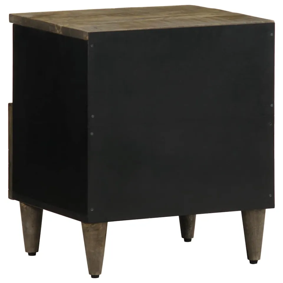 vidaXL Nachtkastjes 2 st 40x33x46 cm massief mangohout lichtgrijs grijs, foto 4