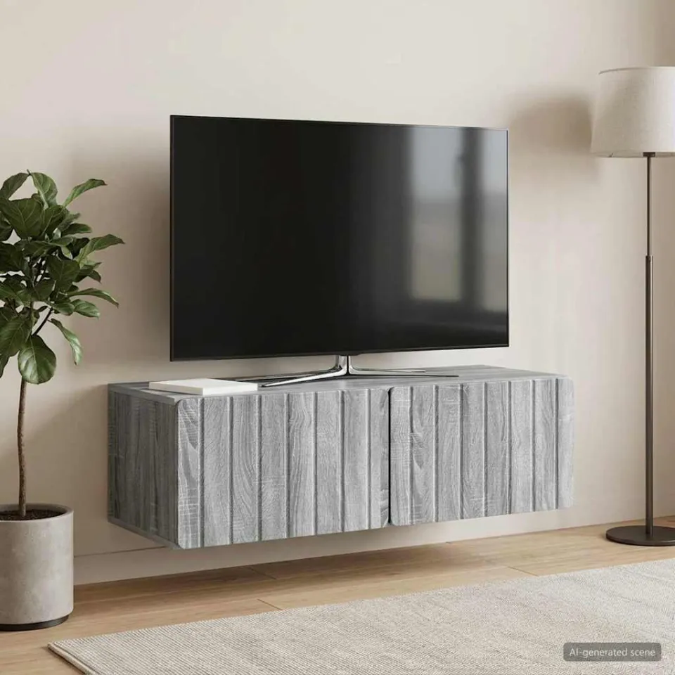 vidaXL Wandbeugel TV-kast 98 x 41 x 30 cm Grijs Sonoma Bewerkt hout, foto 4