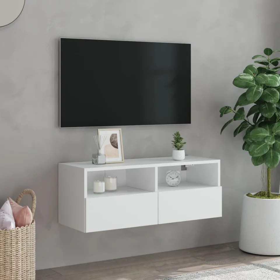 vidaXL Tv-wandmeubel 80x30x30 cm bewerkt hout wit, foto 3