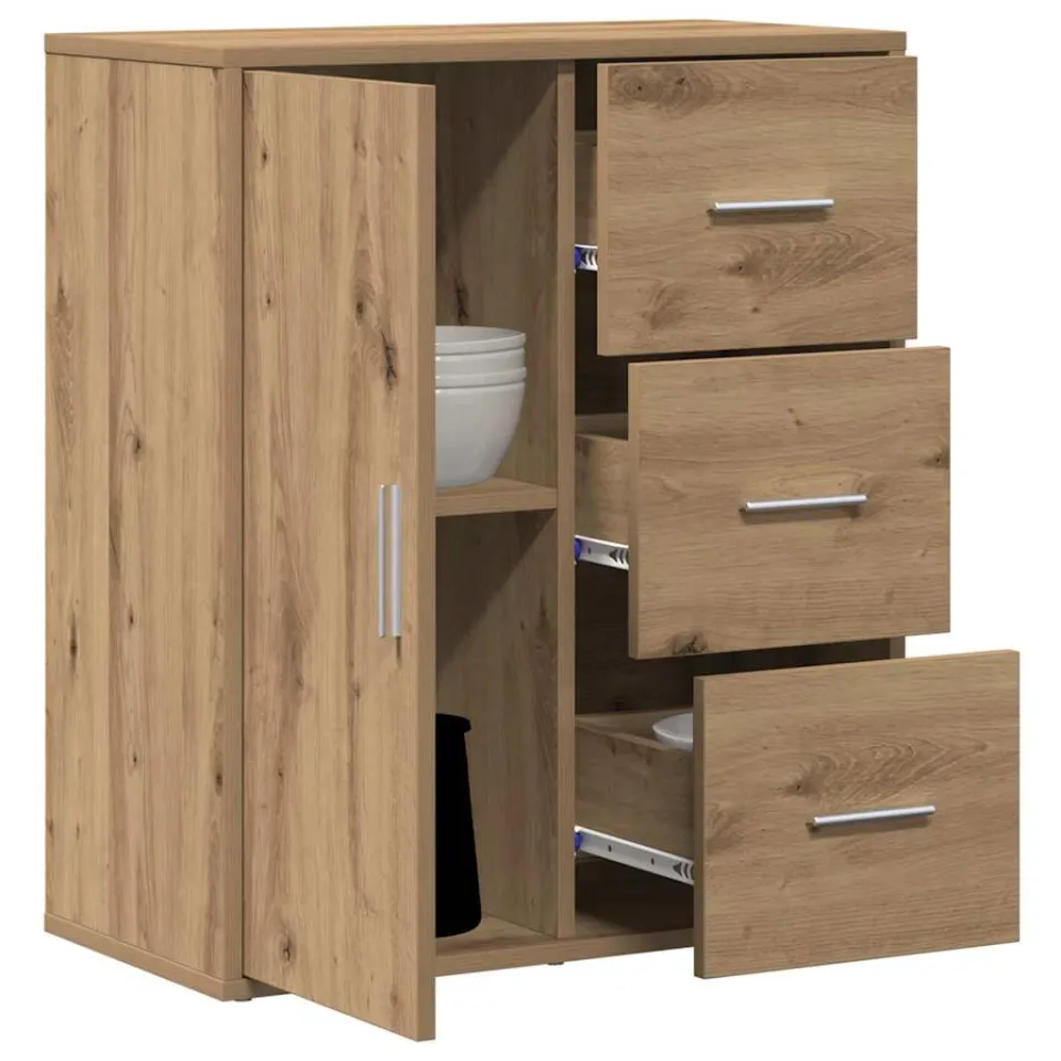 vidaXL Dressoir Artisan Eiken 60 x 31 x 70 cm Bewerkt hout Bruin