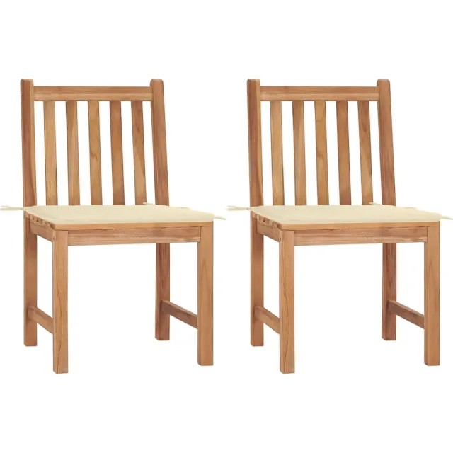 vidaXL Tuinstoelen 2 st met kussens massief teakhout Crème