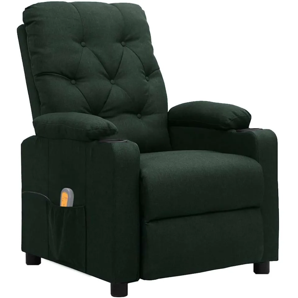 vidaXL Massagestoel stof donkergroen
