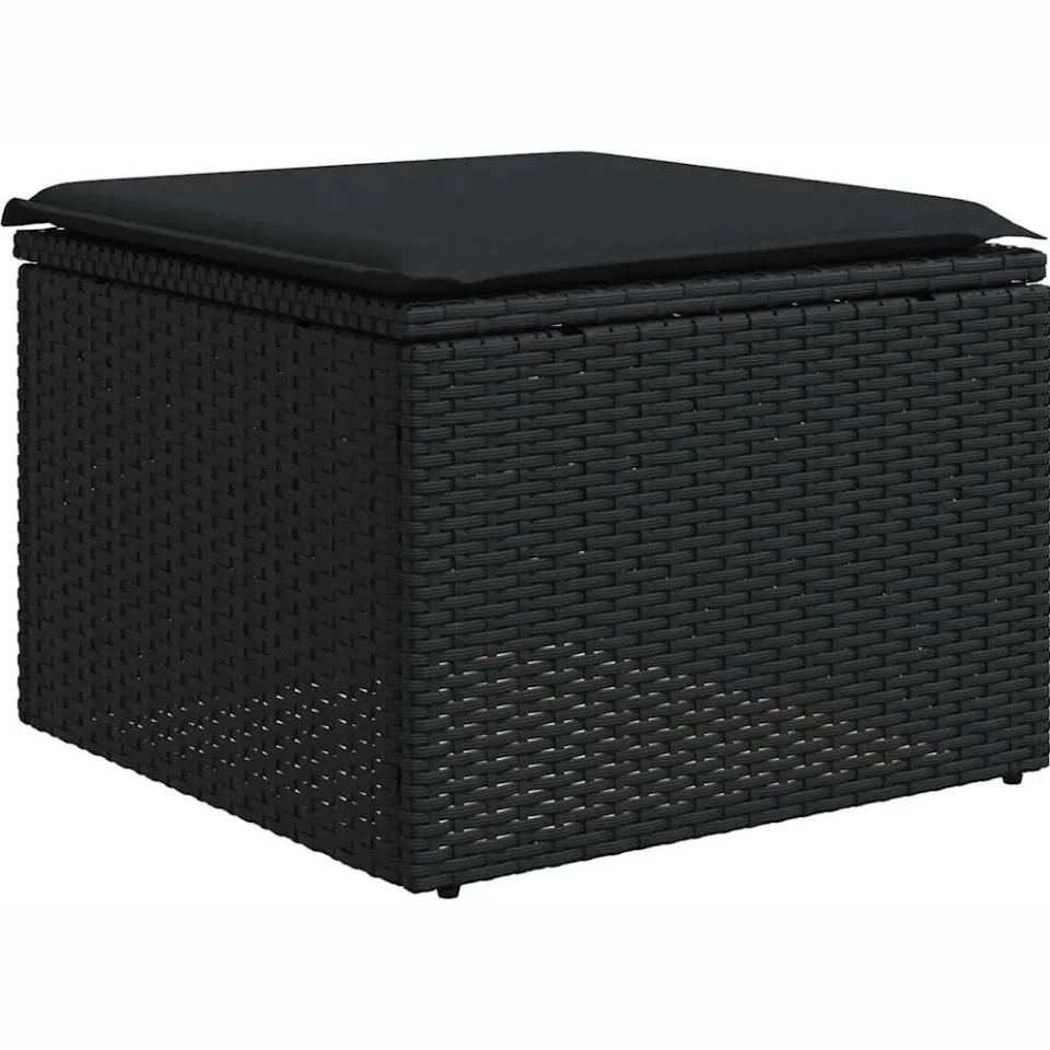 vidaXL 9-delige Loungeset met kussens poly rattan zwart