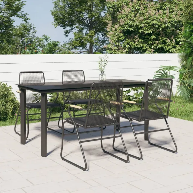 vidaXL 5-delige Tuinset PVC-rattan zwart, foto 2