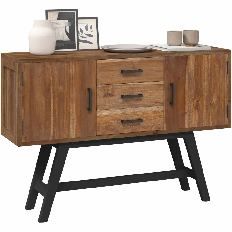 vidaXL TV-standaard 110 x 30 x 75 cm Naturel Massief Teakhout Bruin
