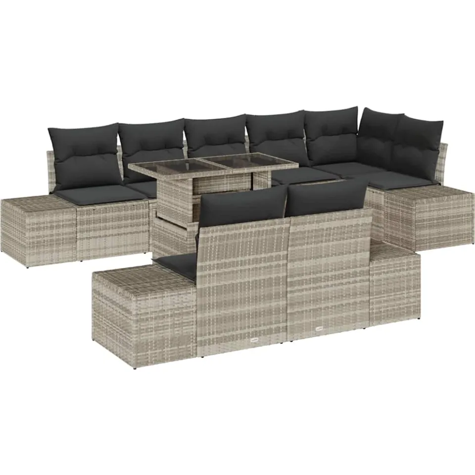 vidaXL Tuin Sofa Set 9 st Lichtgrijs poly rattan