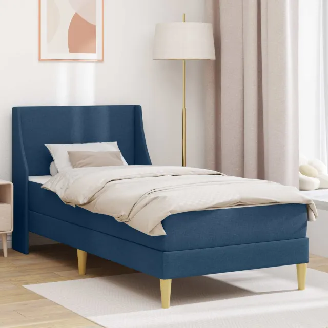 vidaXL Bedframe met matras Blauw 80 x 200 cm Polyester