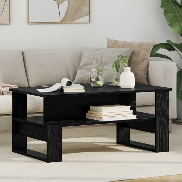 vidaXL Salontafel Zwart Eiken 90 x 50 x 40 cm Bewerkt hout, foto 2