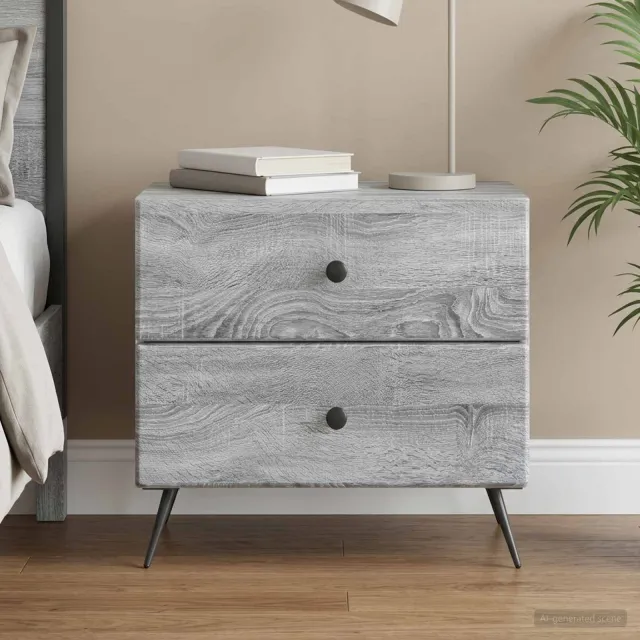 vidaXL Nachtkastje Grijs sonoma 62 x 34,5 x 47,5 cm Bewerkt hout, foto 2