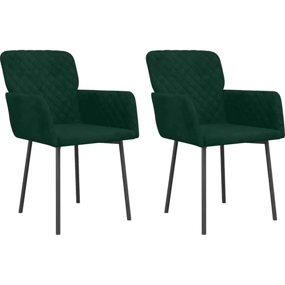 vidaXL Eetkamerstoelen 2 st fluweel donkergroen groen, foto 3