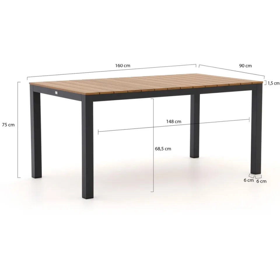 Bellagio tuinmeubelen Bellagio Fidenza 160cm dining tuinset 5-delig stapelbaar grijs, foto 4