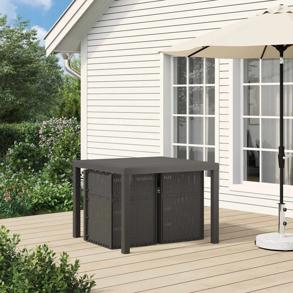 vidaXL Tuin eettafelset 3 st Lichtgrijs PP, foto 4