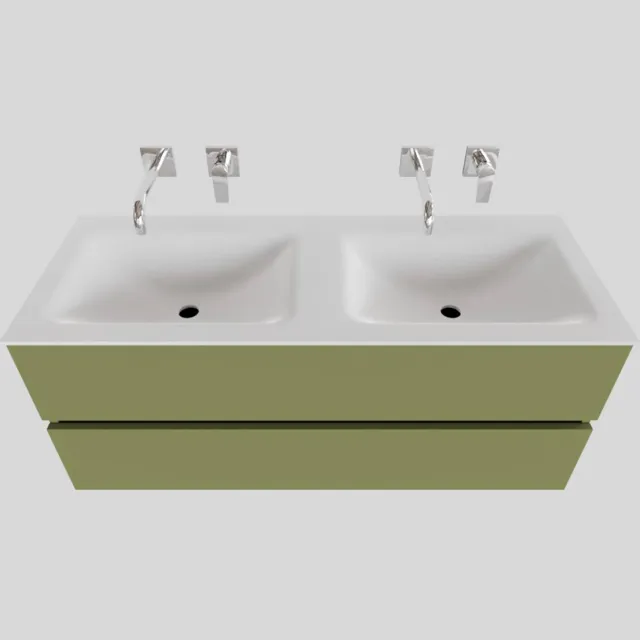 Boss & Wessing Badkamermeubel Solid Surface BWS Oslo 120x46 cm Dubbel Mat Groen (0 kraangaten)