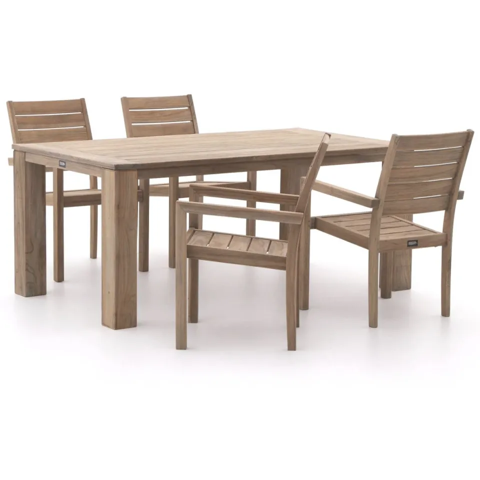 ROUGH Furniture ROUGH-S/ROUGH-X 180cm dining tuinset 5-delig stapelbaar bruin, foto 5