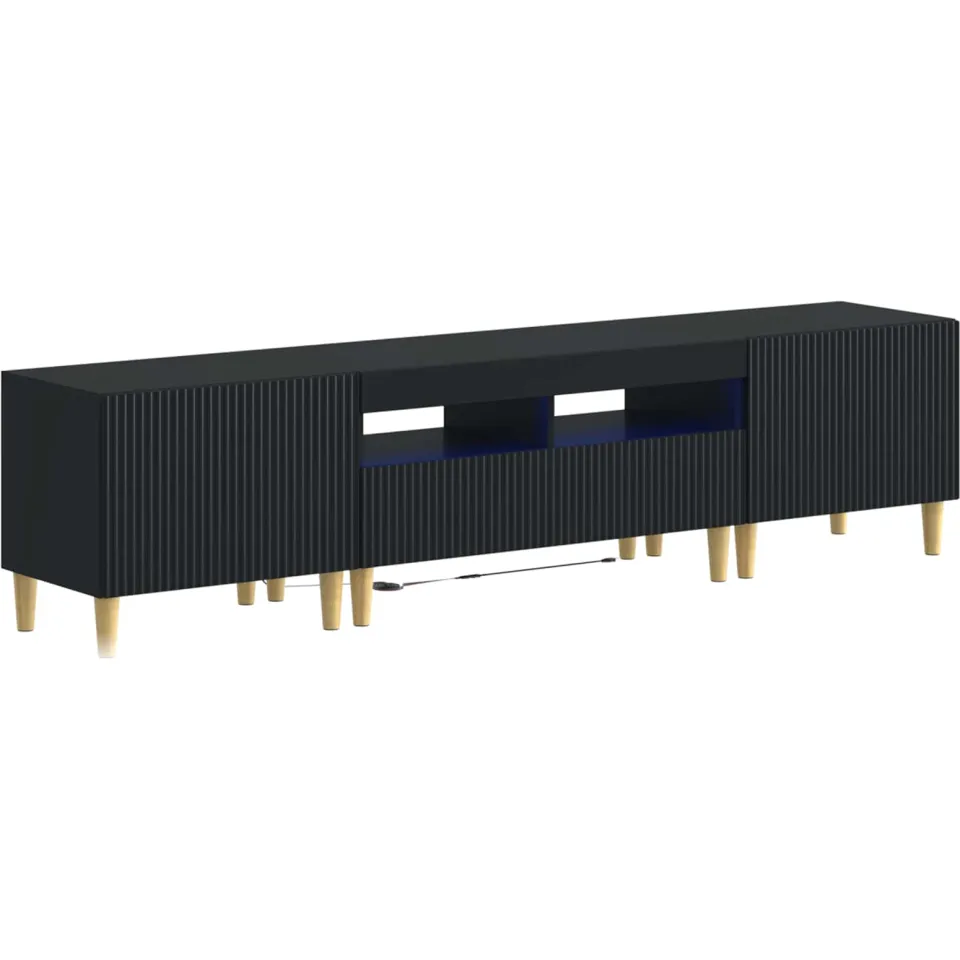 vidaXL 3-delige LED TV-kast ARNHEM 3 st Zwart Bewerkt hout