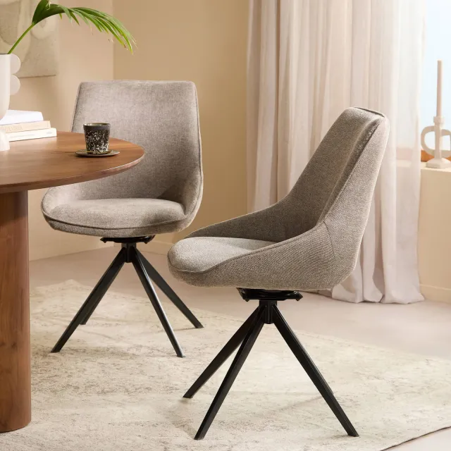 NOUS Living Loren eetkamerstoel taupe, foto 2