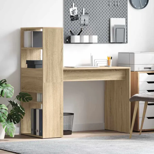 vidaXL Bureau Sonoma Eiken 113 x 54 x 120 cm Bewerkt hout, foto 2