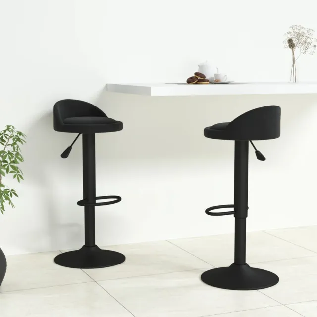vidaXL Barkrukken 2 st fluweel zwart, foto 2