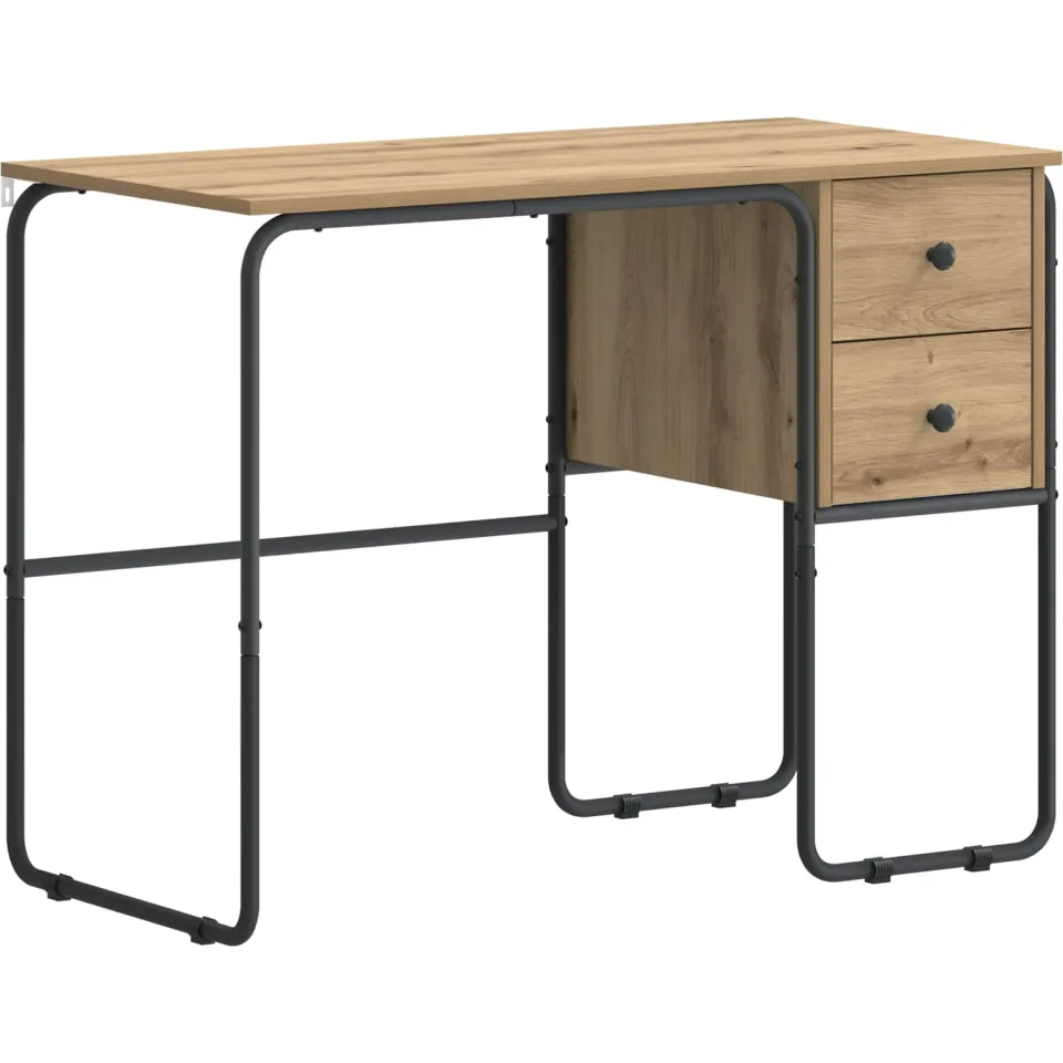 vidaXL Bureau met opbergruimte Artisanaal eiken 100 x 50 x 75 cm, foto 3
