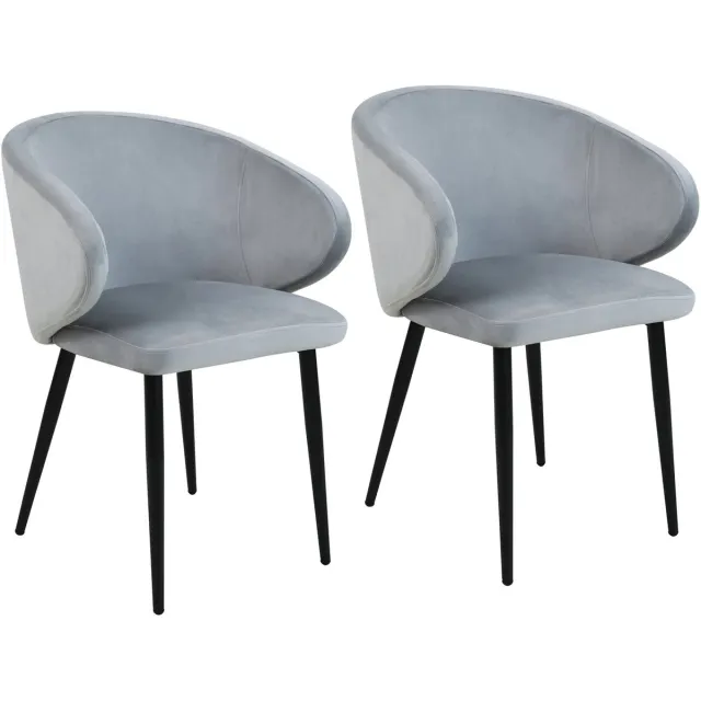 SVITA AUDREY Set van 2 eetkamerstoelen keukenfauteuils fluweel grijs