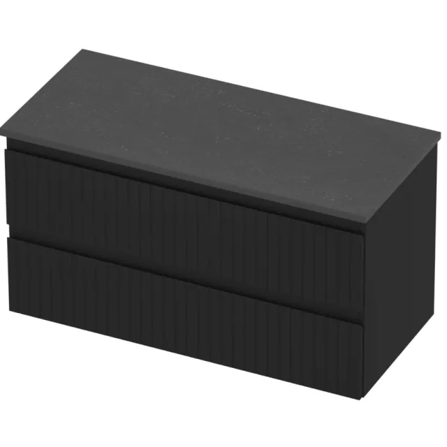 Proline Deck Badmeubelset Hardsteen Symmetrisch Gefreesd 100x46x55 cm Blue Stone Mat Zwart