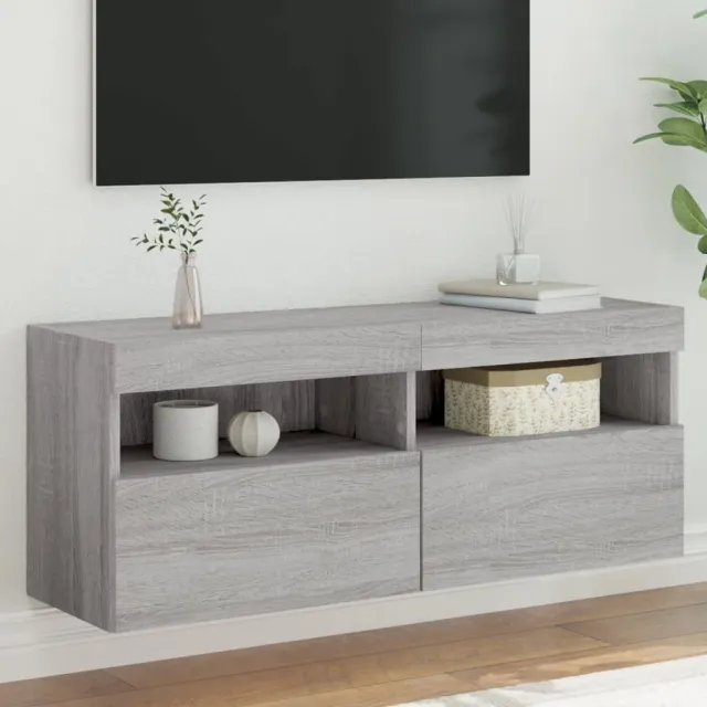 vidaXL Tv-wandmeubel met LED-verlichting 100x30x40 cm grijs sonoma, foto 2