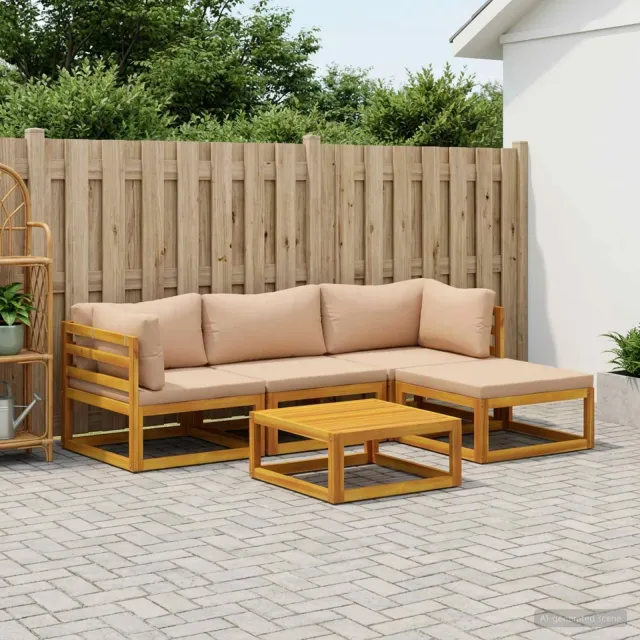 vidaXL Bankstel 5 st Naturel Massief Acaciahout Beige