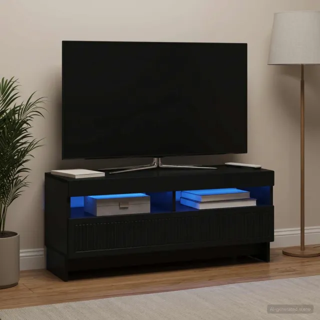 vidaXL LED tv-meubel EDE 100 x 35 x 43 cm Zwart Bewerkt hout, foto 2