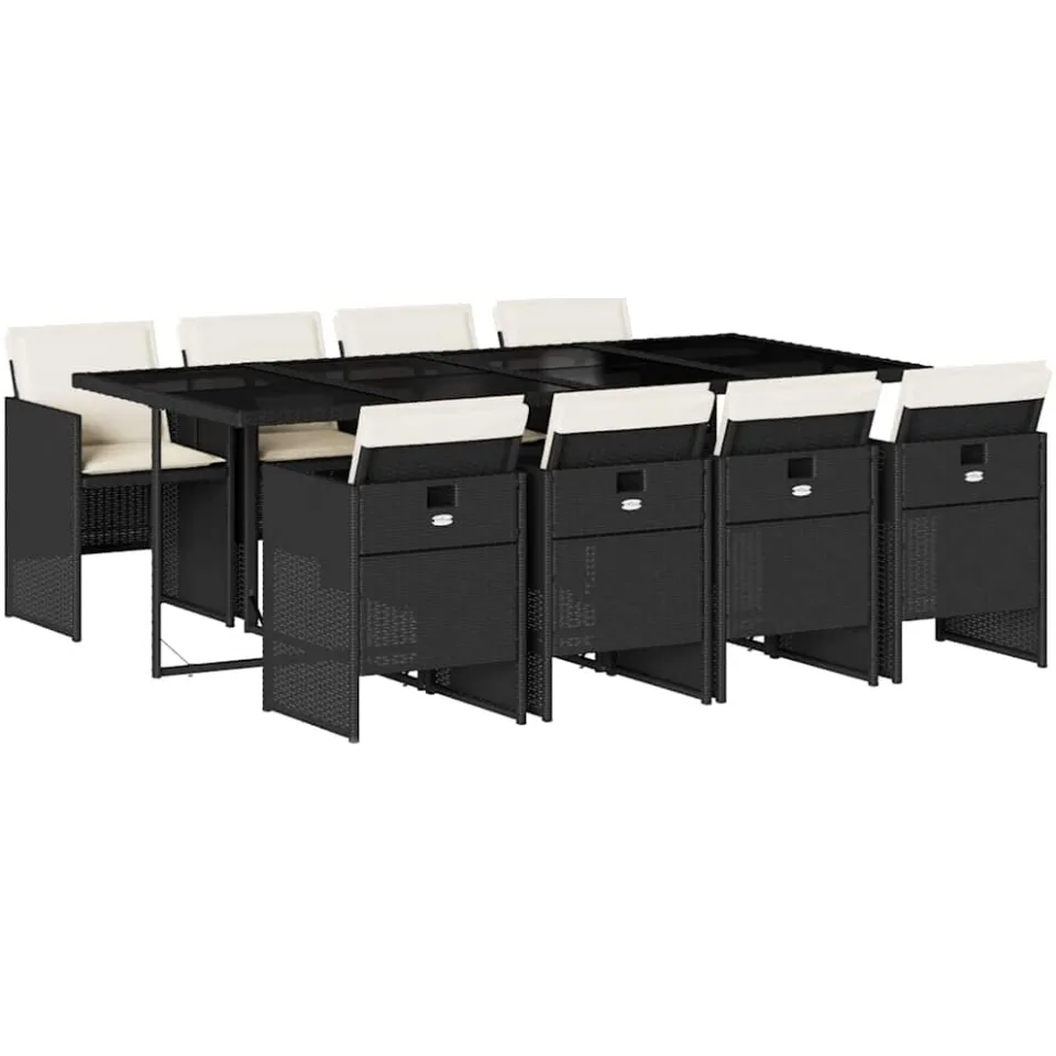 vidaXL 9-delige Tuinset poly rattan zwart, foto 3