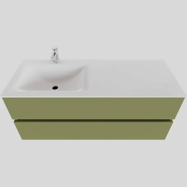 Boss & Wessing Badkamermeubel Solid Surface BWS Oslo 120x46 cm Links Mat Groen (met 1 kraangat)