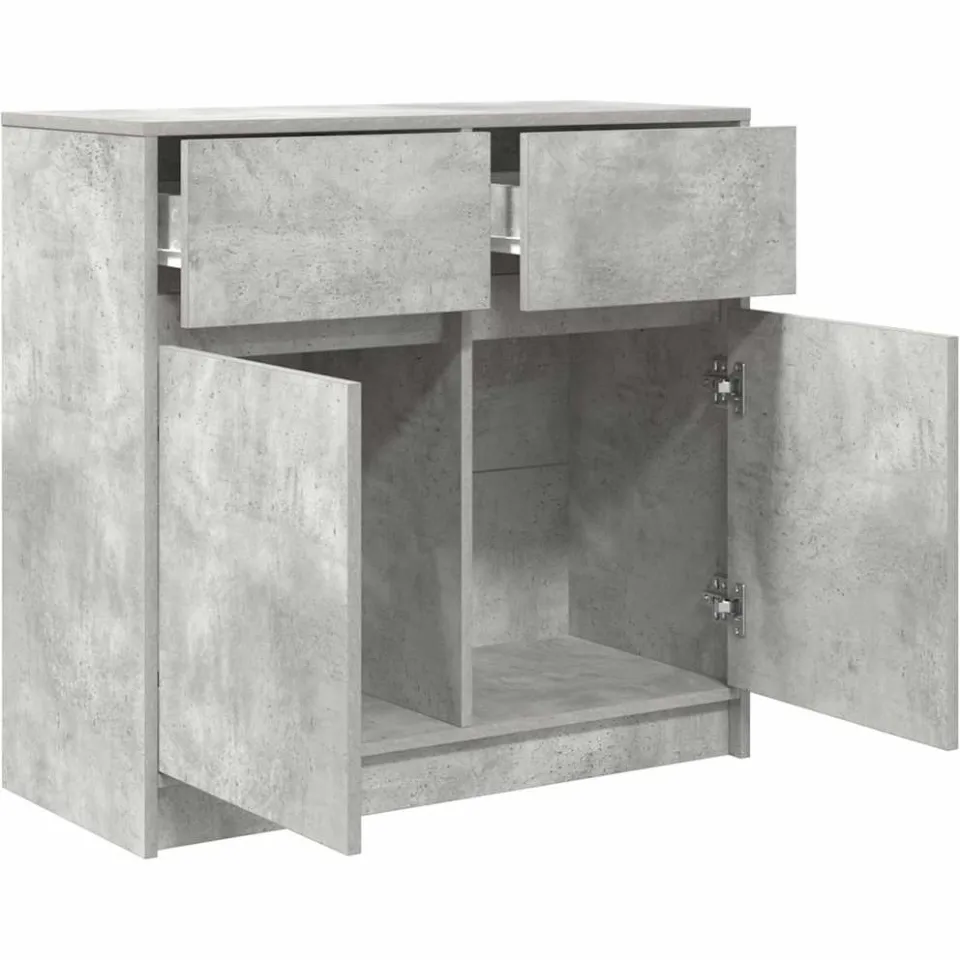 vidaXL Dressoir met lade 80x34x76 cm spaanplaat betongrijs grijs, foto 4