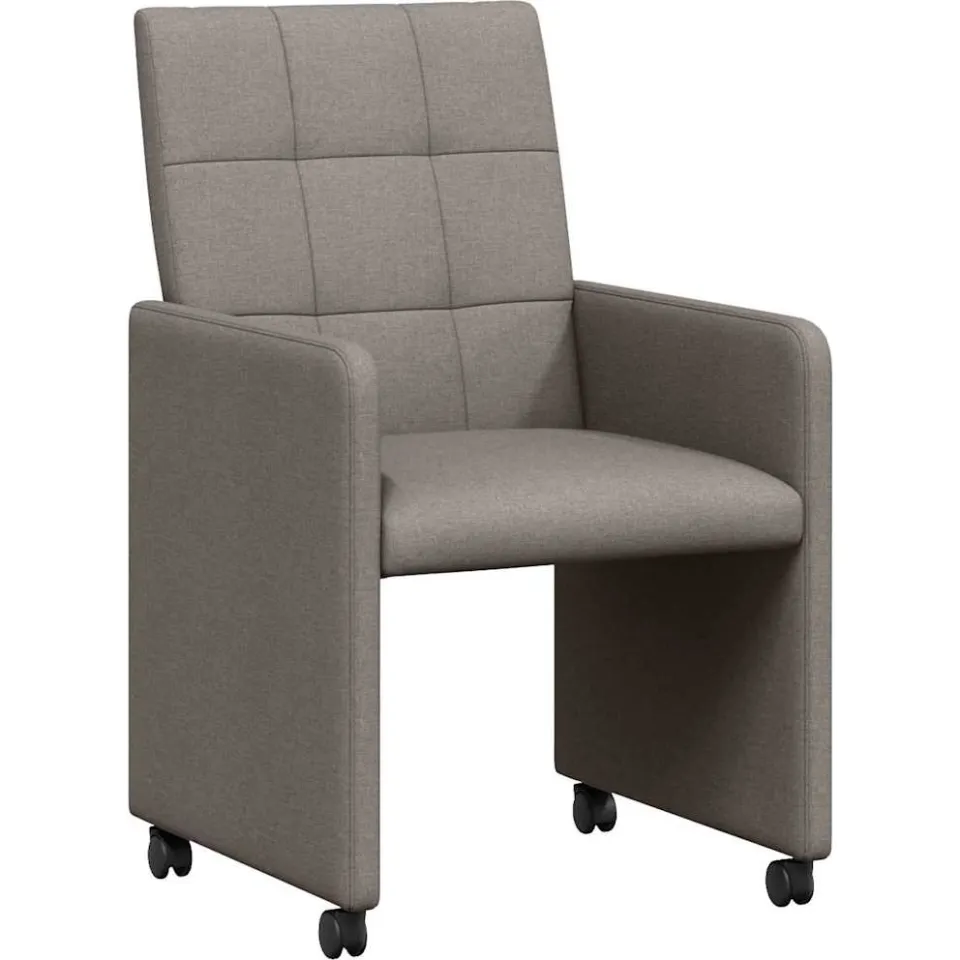 vidaXL Eetkamerstoelen met Wieltjes 2 st Stof Taupe 58 x 65 x 94 cm