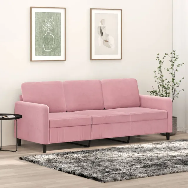vidaXL Driezitsbank 180 cm fluweel roze