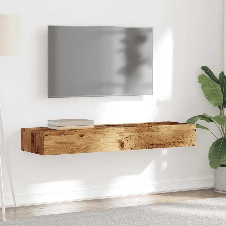 vidaXL Tv-meubels met LED-verlichting 2 st 60x35x15,5 cm oud hout bruin, foto 4