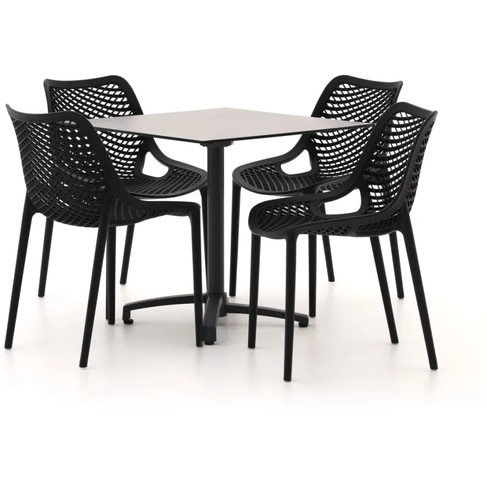 Forza Furniture Forza Ripi/Canzo 80cm dining tuinset 5-delig stapelbaar inklapbaar Grijs