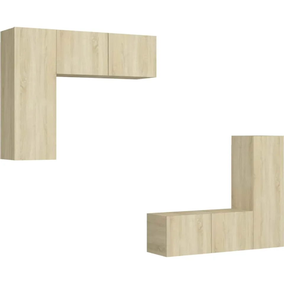 vidaXL 4-delige Tv-meubelset bewerkt hout sonoma eikenkleurig, foto 3