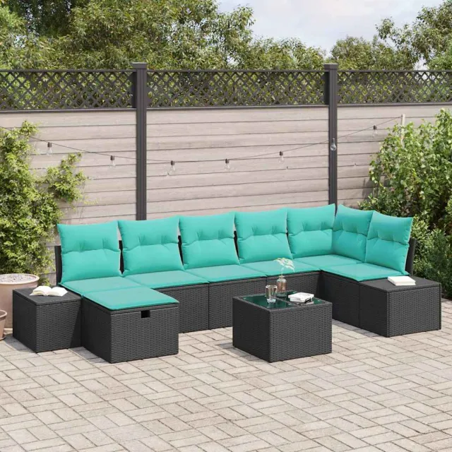 vidaXL Bankstel 5 st poly rattan Zwart