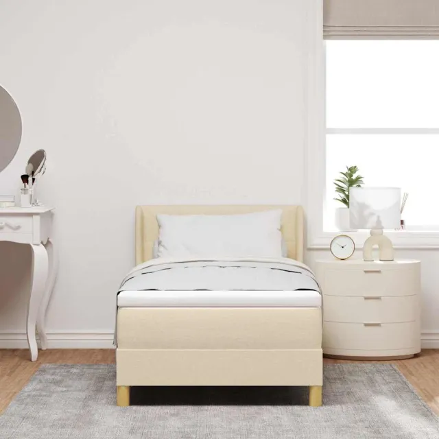 vidaXL Boxspringbed met hoofdeinde Crème 190 x 90 cm Stof