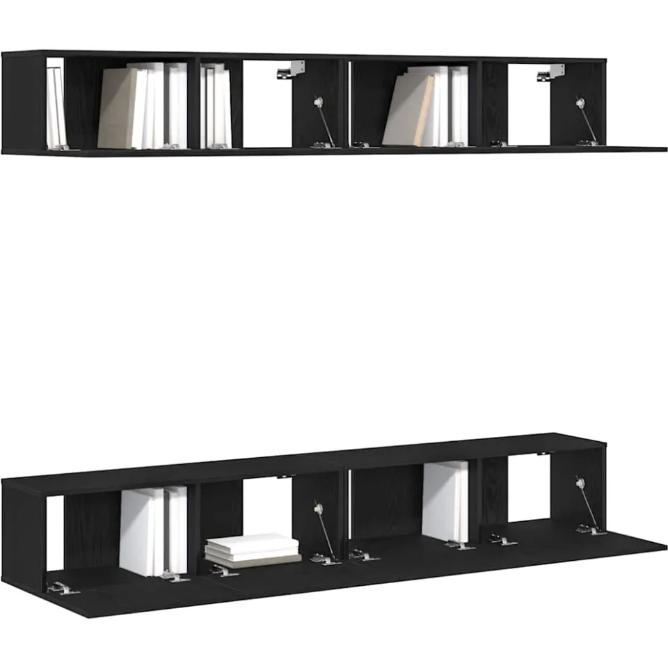 vidaXL Tv-meubelset 4 st 100 x 30 x 30 cm Zwart Eiken