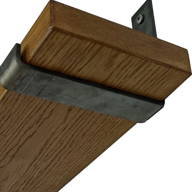 GoudmetHout Wandplank Industrieel - 40 x 15 cm Muurplank - Donker Eiken Hout - Decoratie Wandrek & Boekenrek - Hangplank Keuken - Wall Shelf + 2 Plankdragers van Ruw Staal Donker eiken - Zonder coating - 15 cm