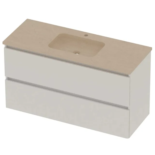 Basic-Line Rocky 46 Badmeubelset Hardsteen 1 Kraangat Greeploos 120x46x62 cm Ice White Sand Stone Beige