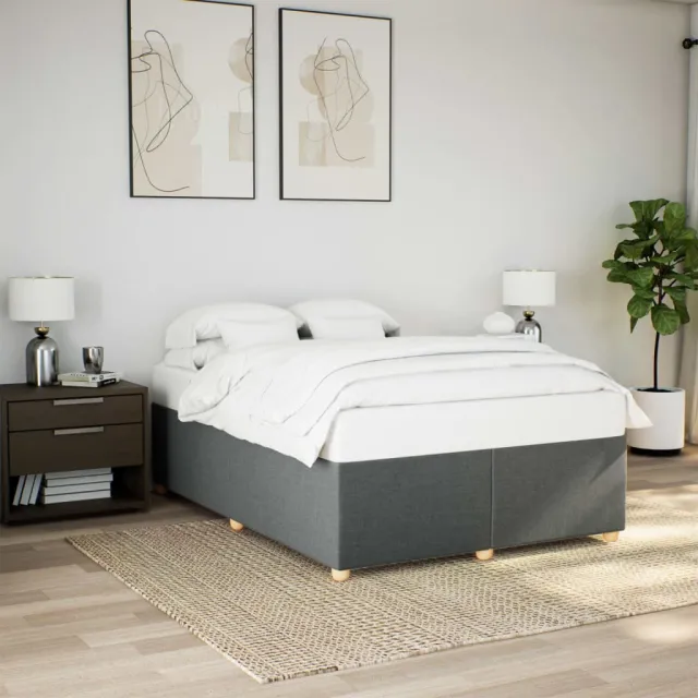 vidaXL Bedframe zonder matras stof donkergrijs 140x190 cm grijs