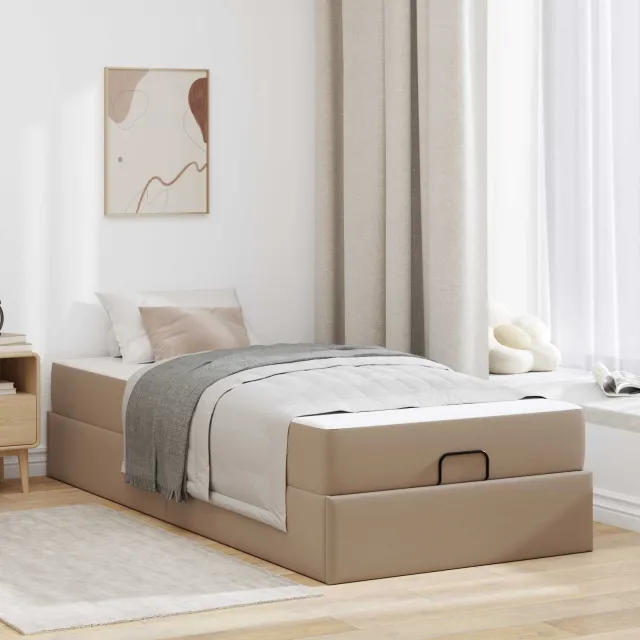 vidaXL Bedframe met matras Anders 2 st Tan PVC