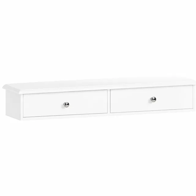 MokoHub Wandplank met 2 Lades - Moderne Plankmuur - Opbergruimte - Voor Hal, Woonkamer en Slaapkamer - 64x15x10 cm - Wit