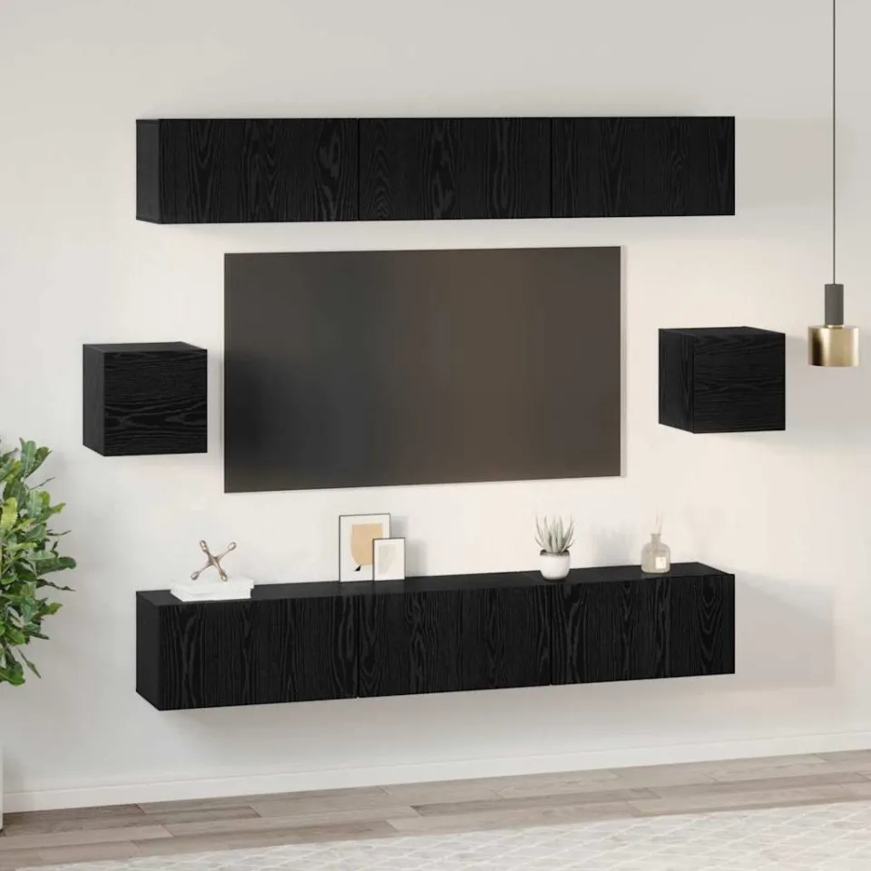 vidaXL Tv-meubelset 8 st 60 x 30 x 30 cm Zwart Eiken, foto 4